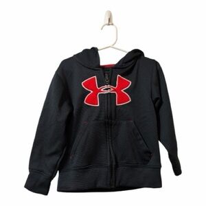 Under Armour Kids Black Zip-Up Hoodie with Red Logo